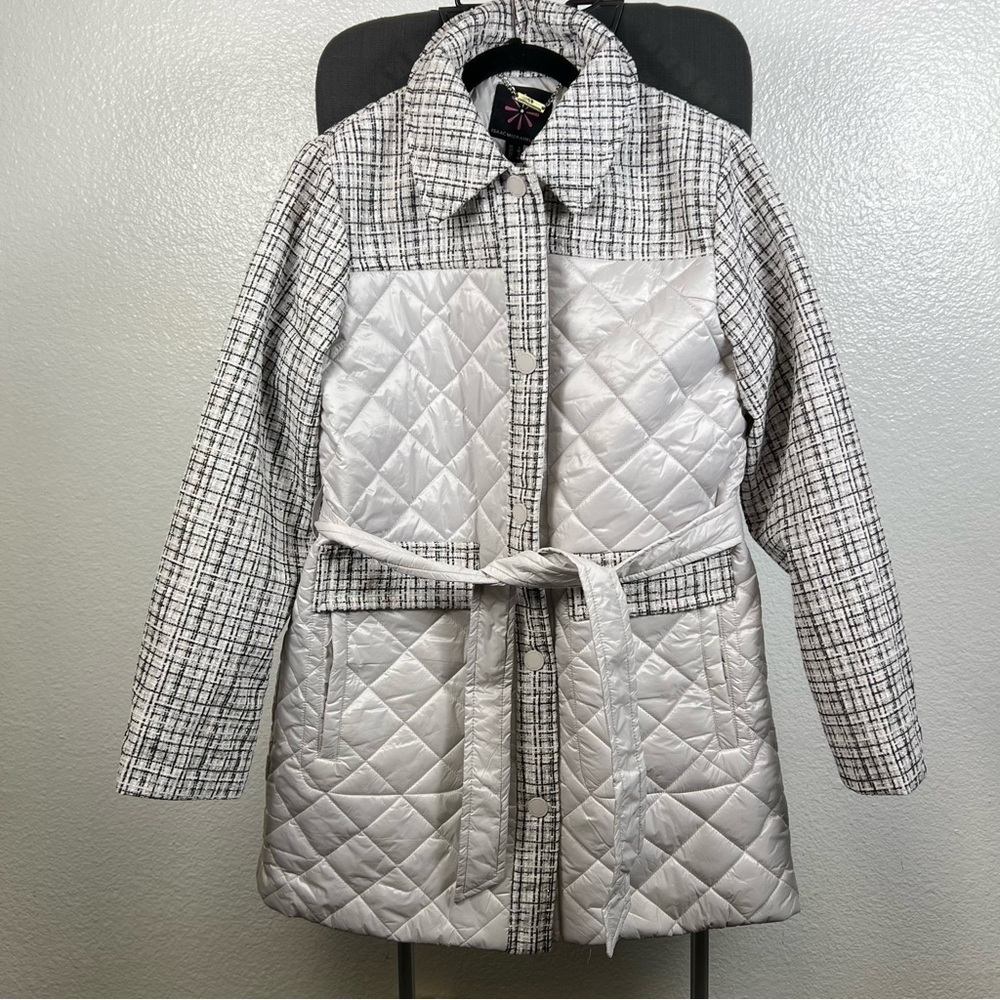 Isaac Mizrahi Stylish Women's Quilted Belted Jacket - Water Resistant Size S